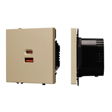 Изображение Встраиваемая розетка USB тип A+C, 65W, Arlight NOBE, золотой песок soft-touch 054318(1)